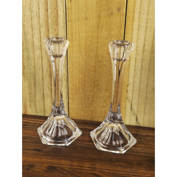 Vintage Pair of Clear Mikasa Lead Crystal Candlesticks - Picture 6 of 6